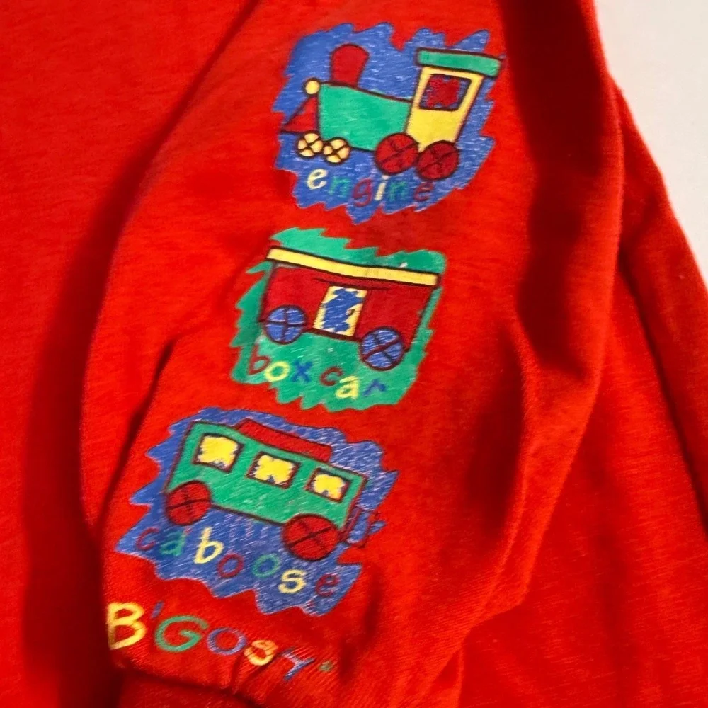 Vintage 90s Oshkosh Bgosh Long Sleeve Train Graphic Polo Shirt 4T boy colorblock